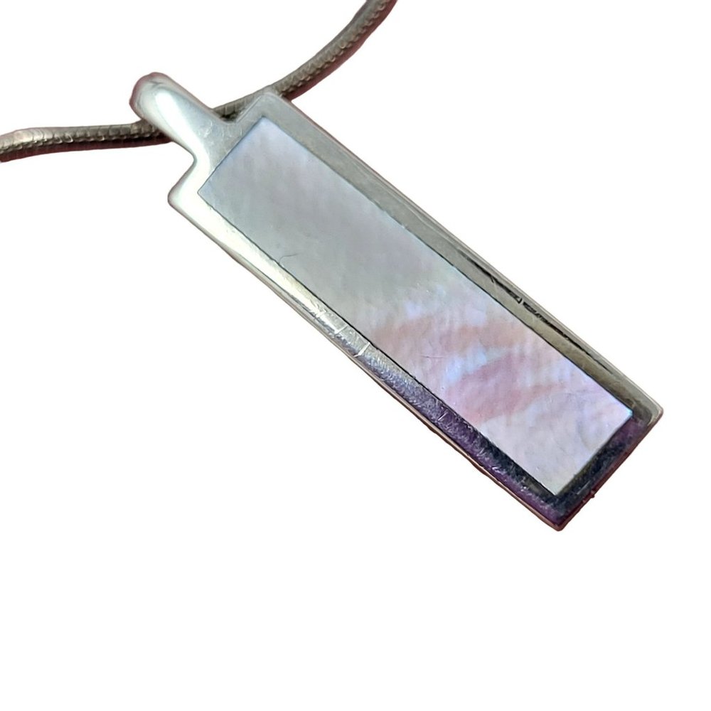 Sterling Silver 925 Pendant Necklace 20" Chain Lobster Clasp Mother Pearl ? 7706